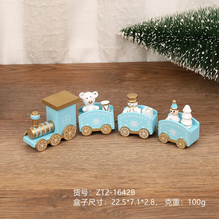 Christmas Decorations Wooden Four Section Small Train Festival Children's Gifts Toy