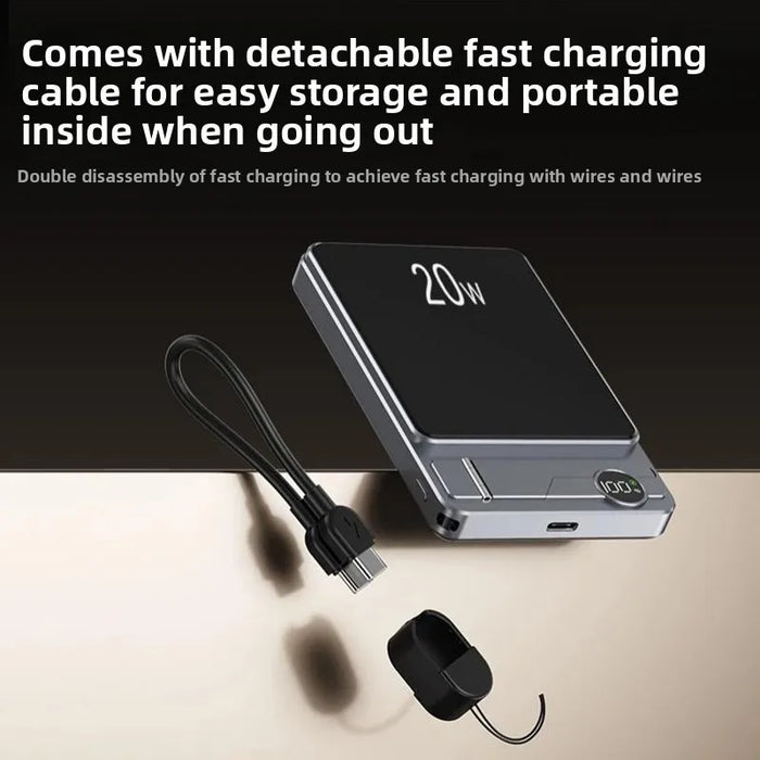 Qi2 Certified Magnetic Wireless 10000mAh Ultra-thin Power Bank with Built-in Cable External Battery for Small Gifts Customizable