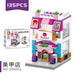 Nail salon building block model in pink and white, 135 pieces