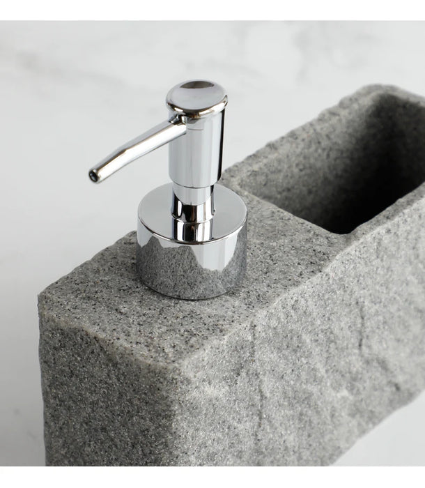 Soap Dispenser with Sponge Kitchen Sink and Bathroom Soap Dispenser  Imitation black rock Liquid Hand and Dish Soap Dispenser