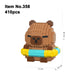 Design 358 capybara with swim ring, 410 pieces, 7.6 cm tall