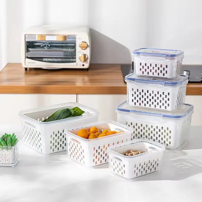 1/2/3pcs Refrigerator Storage Box Fridge Organizer Fresh Vegetable Fruit Drain Basket Storage Container Pantry Kitchen Organizer