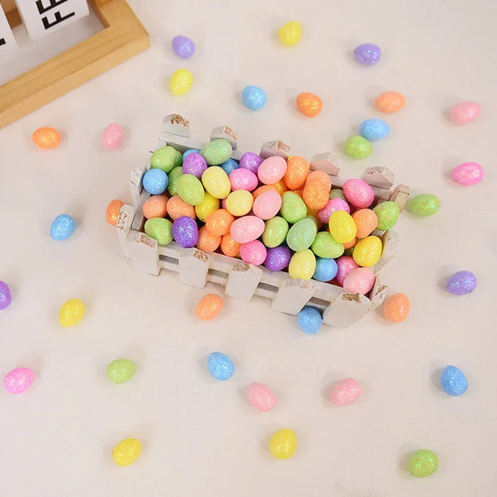 80/160 Pcs Colorful Easter Eggs Glitter Foam Bird Pigeon Happy Easter Party Home Decoration Kids Gift Basket Filler DIY Crafts
