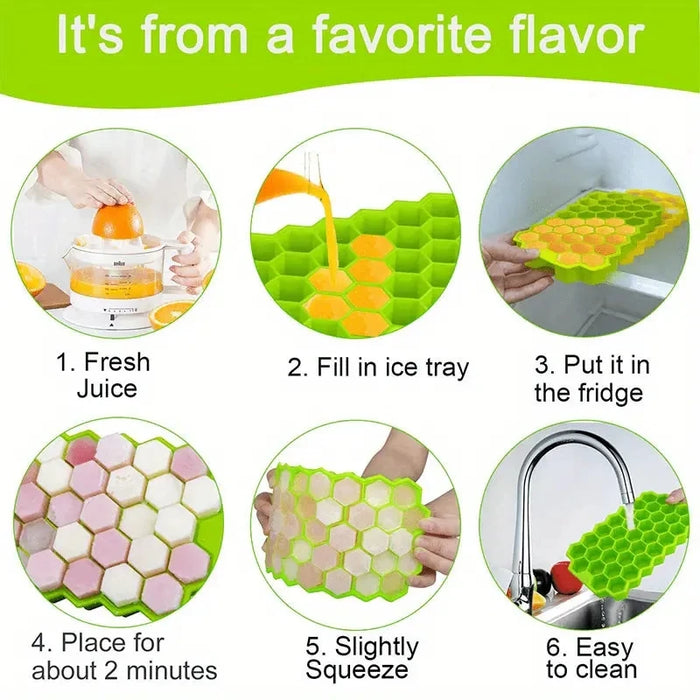 Large-capacity Silicone Ice Trays Mold Reusable Honeycomb Ice Cube Maker Food Grade Ice Maker with Lids Popsicle Mould Ice Mold