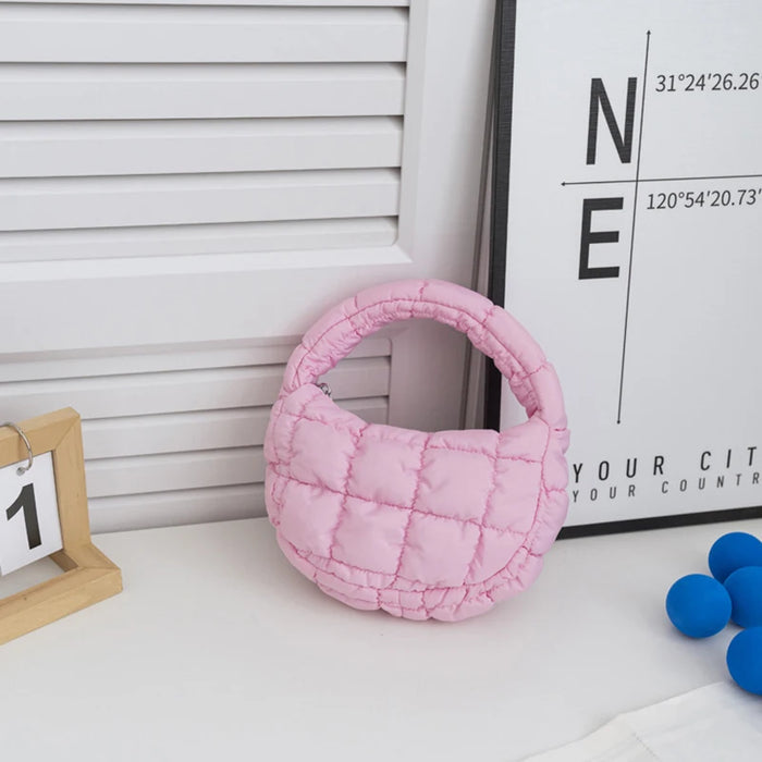 Pink mini quilted puffer tote