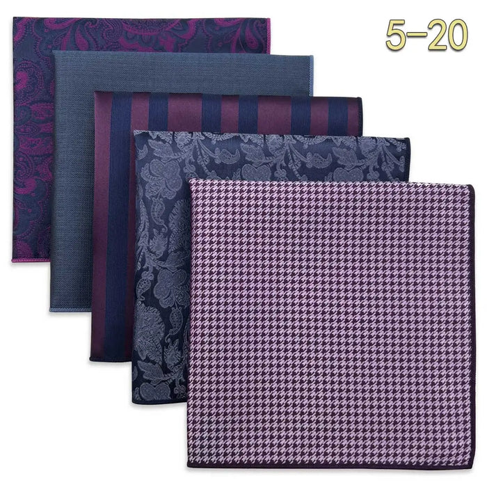 5 Pieces Mens Pocket Squares Wedding Handkerchiefs Set Fashion Formal Bundle Luxury Unique