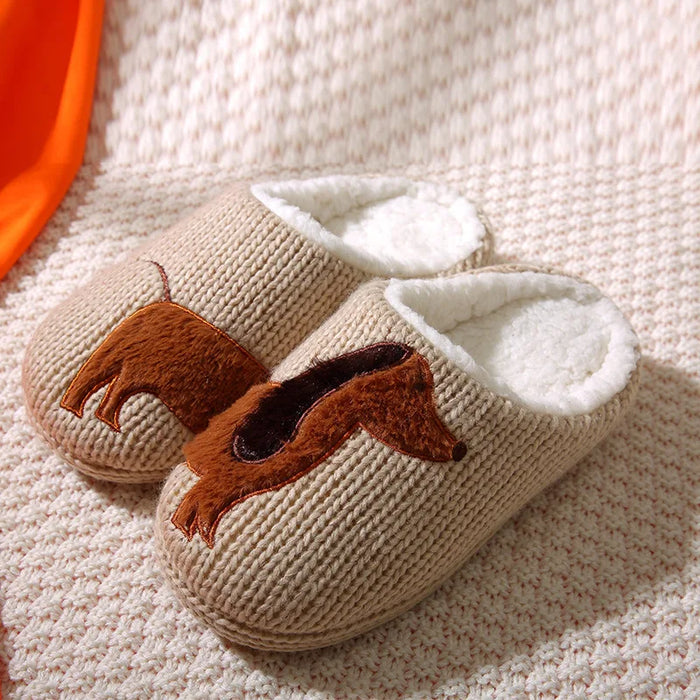 Winter Women's Slippers Cartoon Cute Dog Indoor Warm Non-slip Soft Sole Good Breathable Homeshoes Fashion Causal Cotton Shoes