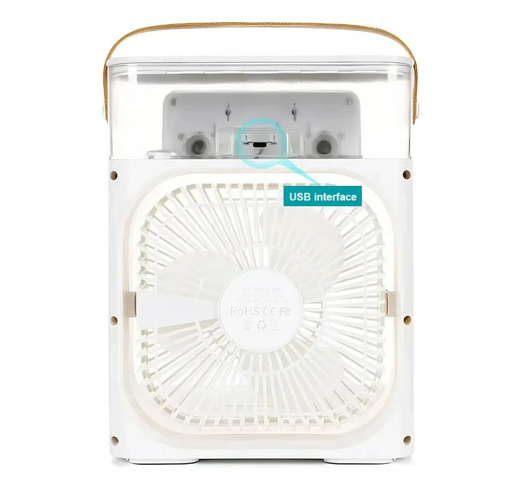 Fan/cooling fan portable household three in one small air cooler, LED night light, 5-hole humidifier, 1-3 hour timer