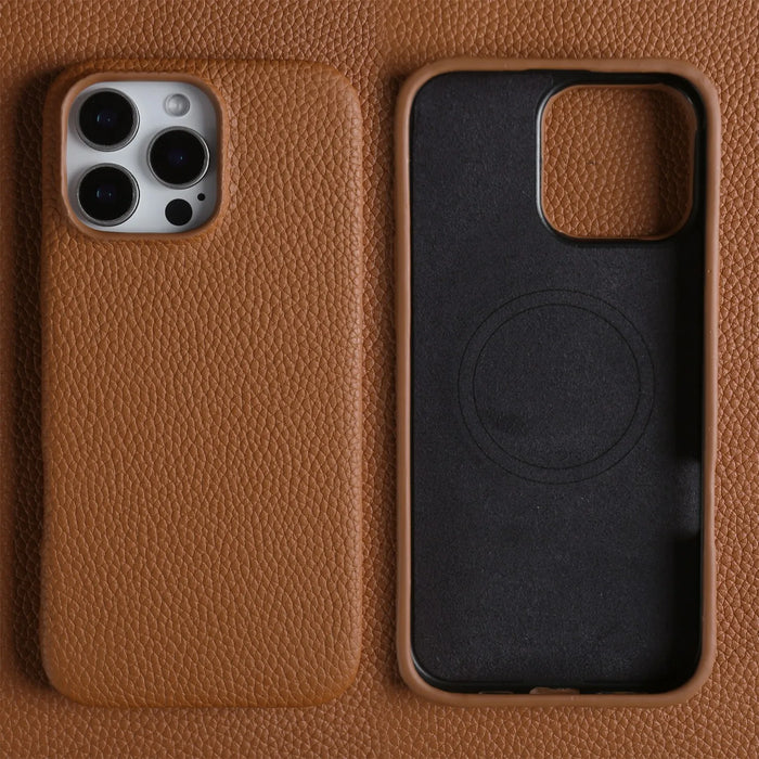 Luxury Magnetic Magsafe Genuine Leather Case For iP 16 Pro Max 15 14 13 12 11 Phone Cases Back Cover