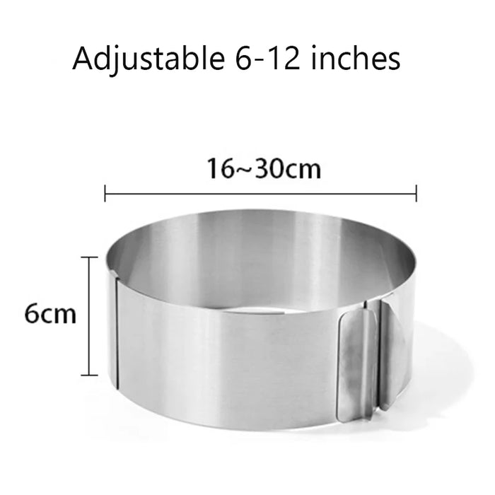 Adjustable Cake Ring for Baking 430 Stainless Steel 6-30cm Telescopic Mousse Ring Rustproof with Scale 3D Cake Baking Molds