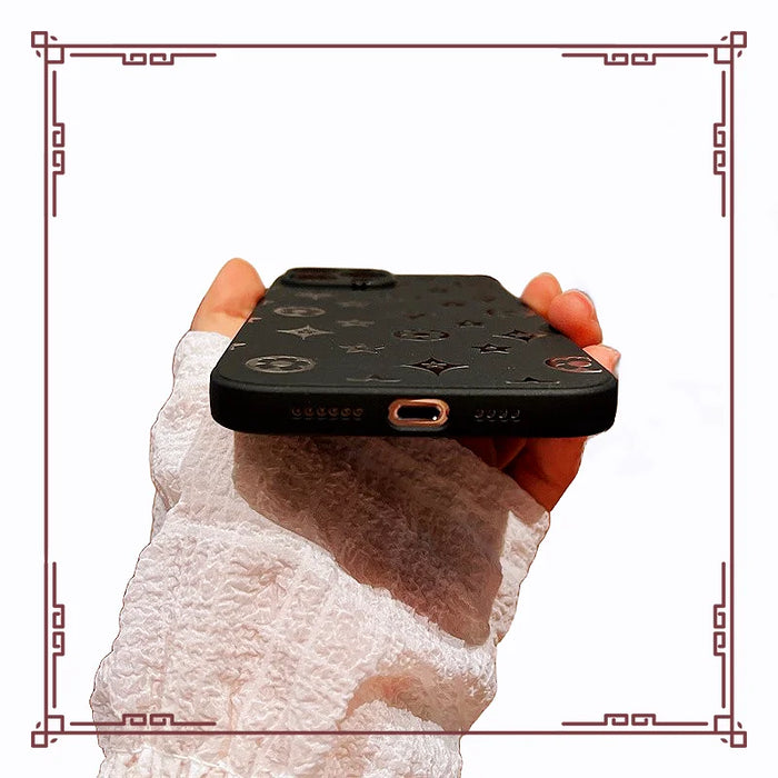 Luxury Retro Classic Phone Case For iP 16 15 14 13 12 11Pro Max XR X XS 12Mini 16Puls 15Pro Soft Silicone Black Phone Cases