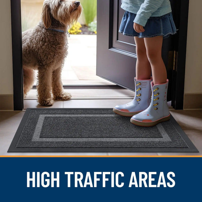 Front Door Mat Indoor Outdoor Entrance Waterproof Sturdy Natural Rubber Fade Resistant Easy Clean Patio Porch Door Mat