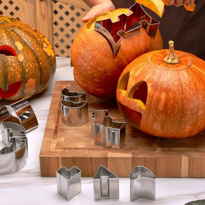 Pumpkin Carving Kit Pumpkin Cutter Tools Halloween Molds Stainless Steel Pumpkin Carver Stencils Cookie Cutter Kitchen Utensil