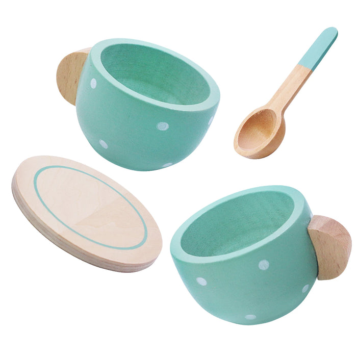 Wooden Tea Set Toys Pretend Play Kitchen Accessories for Kids Afternoon Tea