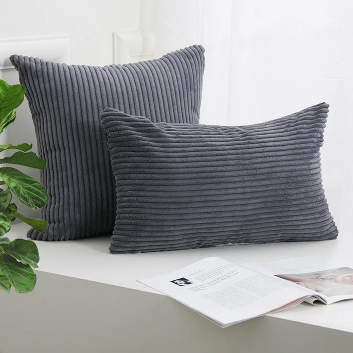 Dark grey corduroy cushions, square and rectangular