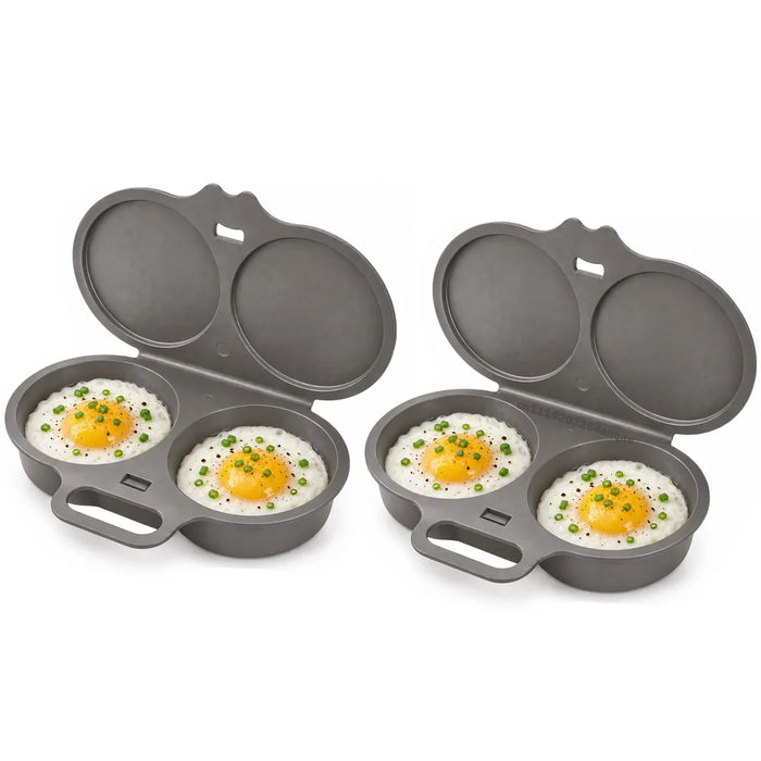 Microwave Egg Cooker Double Cavity Egg Poacher Food Grade Non Stick Egg Steamer Oil Free Breakfast Maker Reusable Kitchen Mold
