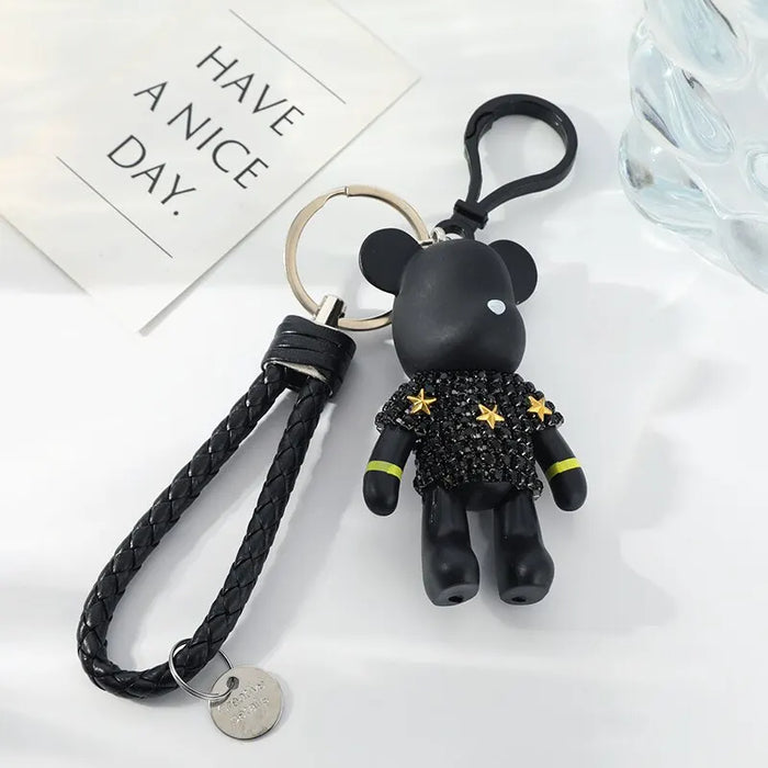 1pcs Doll Silver-plated Key Ring For Men And Women Stylish Bear With Diamonds Can Also Be Used With Bags