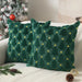 Two green tree cushion covers with gold stars