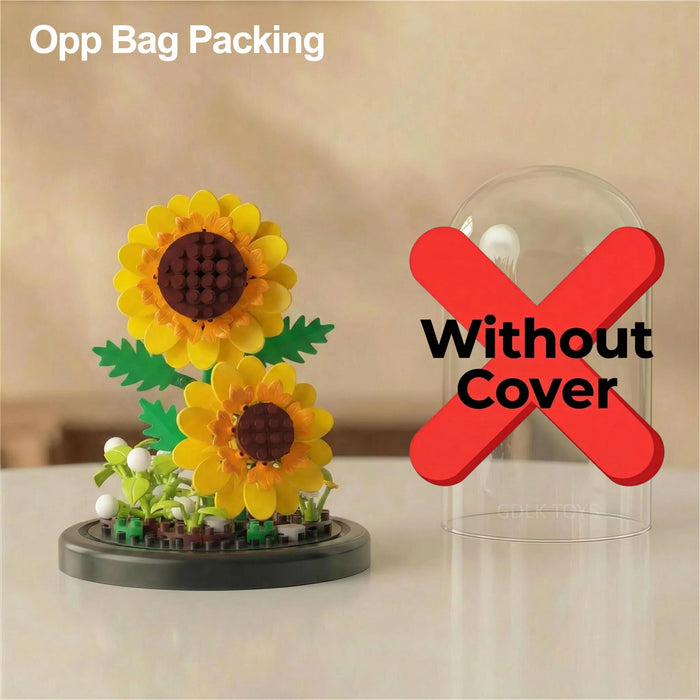 Sunflower micro block bouquet, version without dome