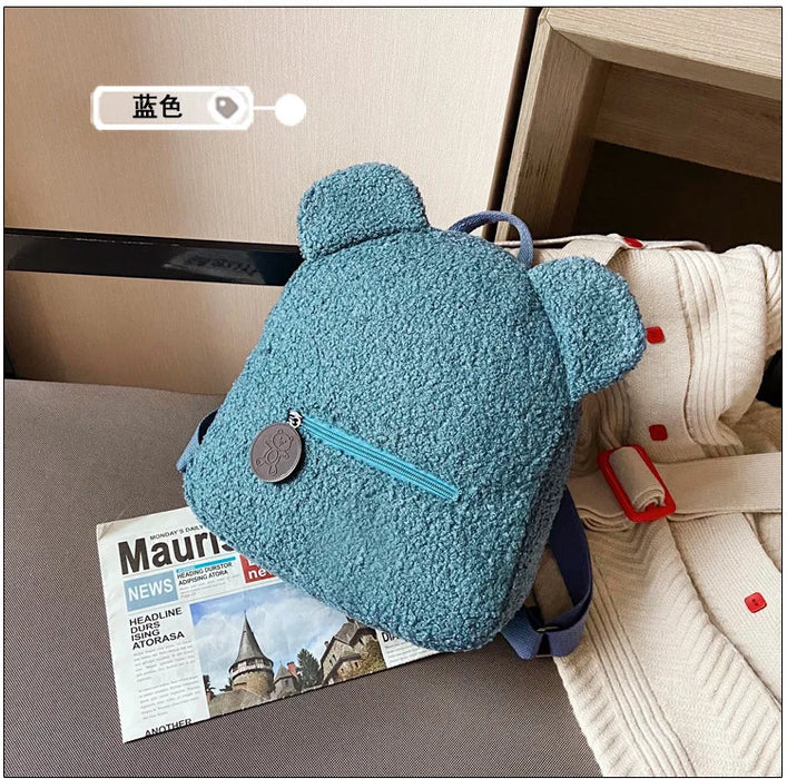Womens Girls Cute Bear Pattern Backpack Plush