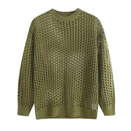 Summer Vintage Hollow Out Loose Knitting T-shirt