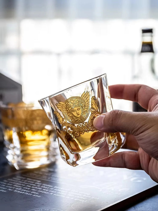 Painted Gold Glass Whisky Medusa Head Wine Glass Cup Foreign Wine Glass Multi-function Beer Glass Water Glass