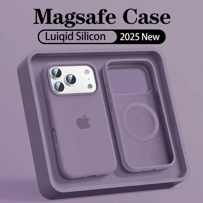 Original Liquid Silicone Magsafe Case for Apple iPhone 17 13 15 16 14 Pro Max Wireless Charging 12 15 16 17 Magnetic Soft Cover
