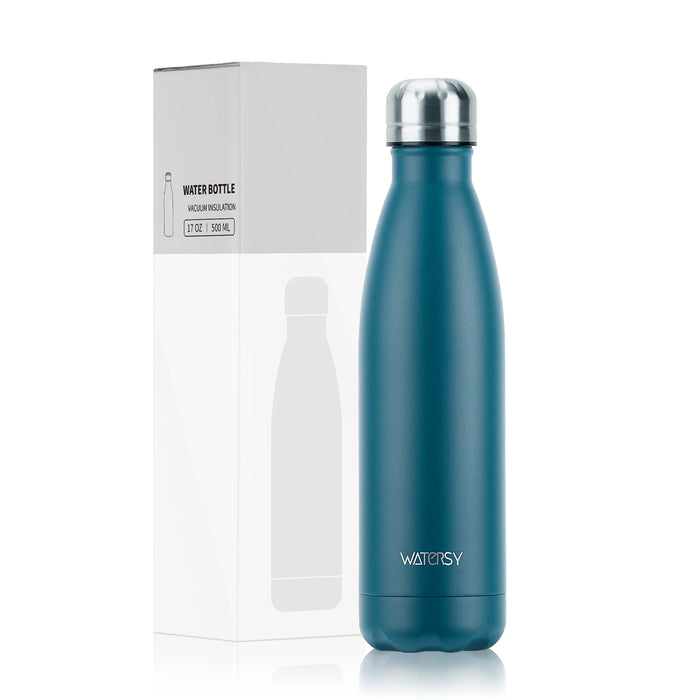 WATERSY 500ml Insulated Water Bottle, Stainless Steel Thermal Leakproof Flask, BPA-Free Double Walled Vacuum Bottle for Sports