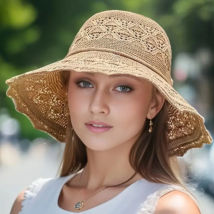Wide Brim Sun Visor Hats Women's Foldable Fisherman Hat Breathable Beach Sun Hat for Camping Traveling