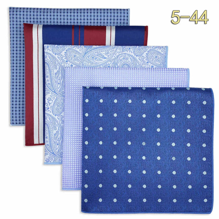 5 Pieces Mens Pocket Squares Wedding Handkerchiefs Set Fashion Formal Bundle Luxury Unique