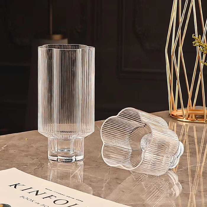 European 1300ml Large Capacity Glass Cold Water Kettle Home Juice Kettle Striped Cool Water Bottle Cool White Water Cup Set