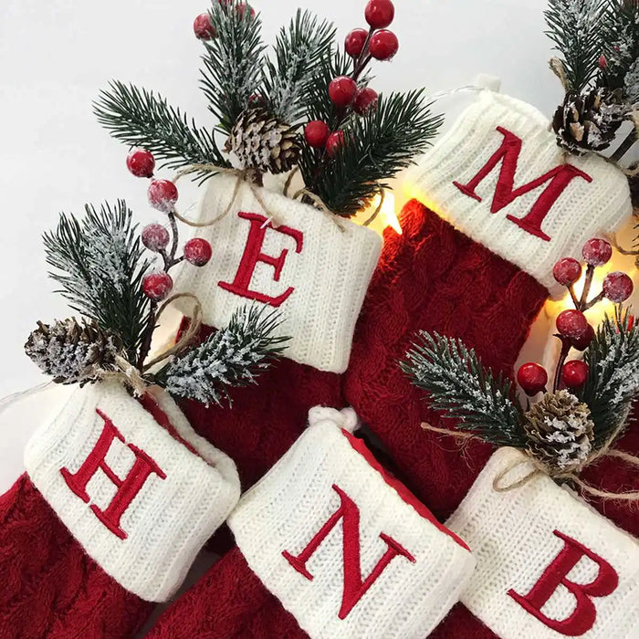 Christmas Alphabet Knitting Socks Christmas Tree Ornaments Christmas Decorations For Home 2025 Navidad Noel New Year 2026 Gifts