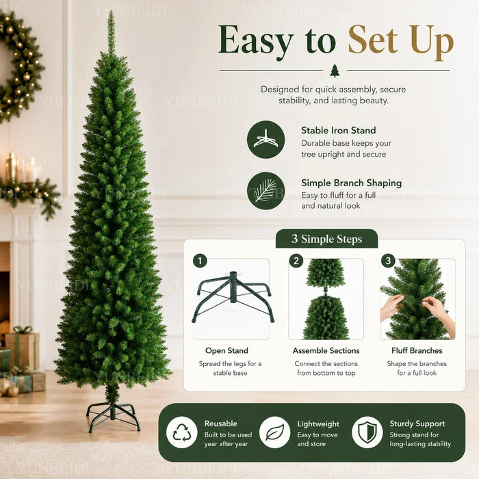 Pencil Artificial Christmas Tree PVC Material Encryption Christmas Tree 120CM to 210CM Family Christmas Party Arrange Decoration