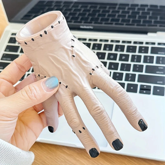 1Pc Hand Shaped Resin Pen Holder  Durable Portable And Stylish Storage Holder For Pencil Pen And Stationery Makeup Brush Storage