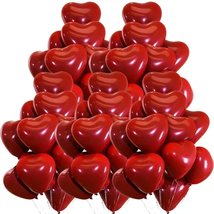 50/100pcs 10inch Red Heart Balloons Valentines Day Balloon for Valentines Decoration