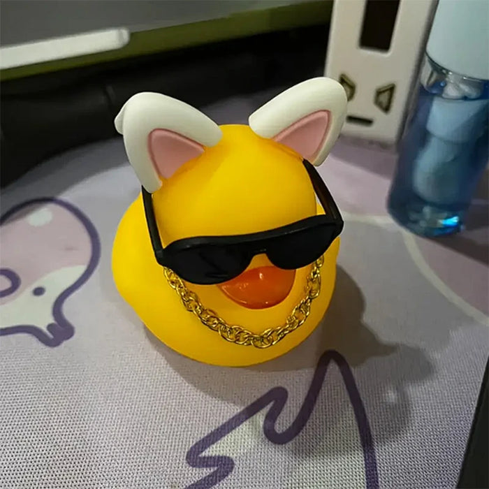 Car Ornament Rubber Yellow Duck for Dashboard Decorations