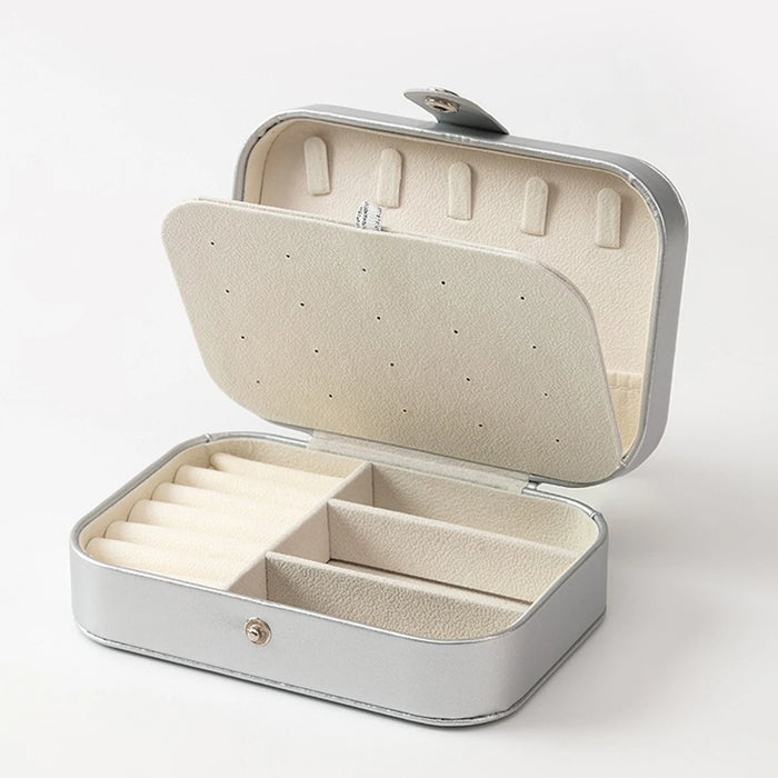 Portable Multi-Compartment Jewelry Box with Velvet Lining - Travel-Friendly Pink Jewelry Organizer for Accessories