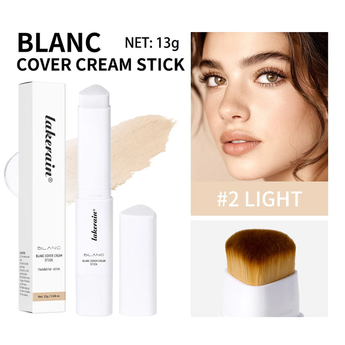 Lakerain Color Changing Foundation Stick Full Coverage Matte Finish Dual-Ended Brush & Stick Waterproof Smooth Foundation Makeup