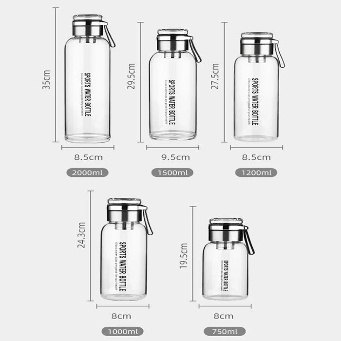 Large Capacity Glass Water Bottle Transparent Milk Juice Cup  for Tour Outdoor Sports and Travel Leak Glass Bottle