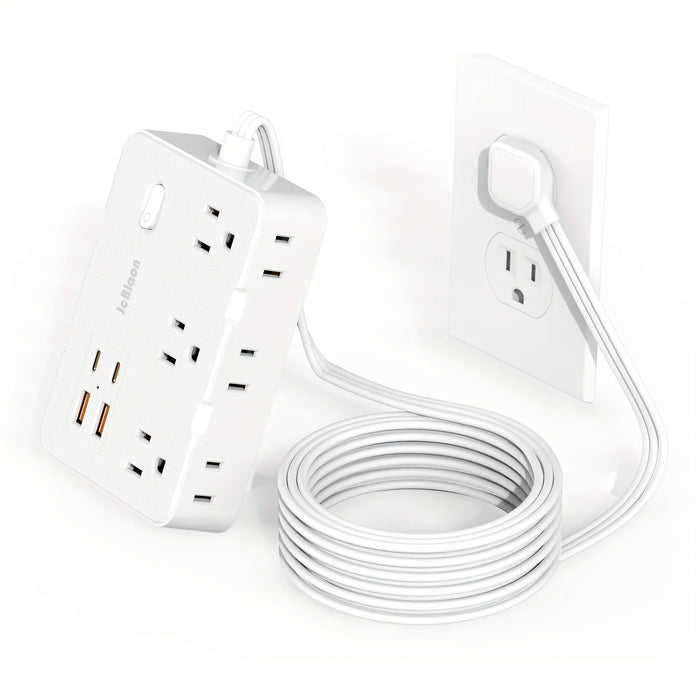 Ultra Thin Flat Plug Extension Cord with 4 USB Ports(2 USB C), 5ft Surge Protector Power Strip, 6 Widely Outlets Extender
