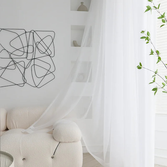 Modern Simple White Tulle Window Trillon Sheer Curtains for Living Room Bedroom Dining Transparent Decor Wedding 창문커텐 Door HOTEL