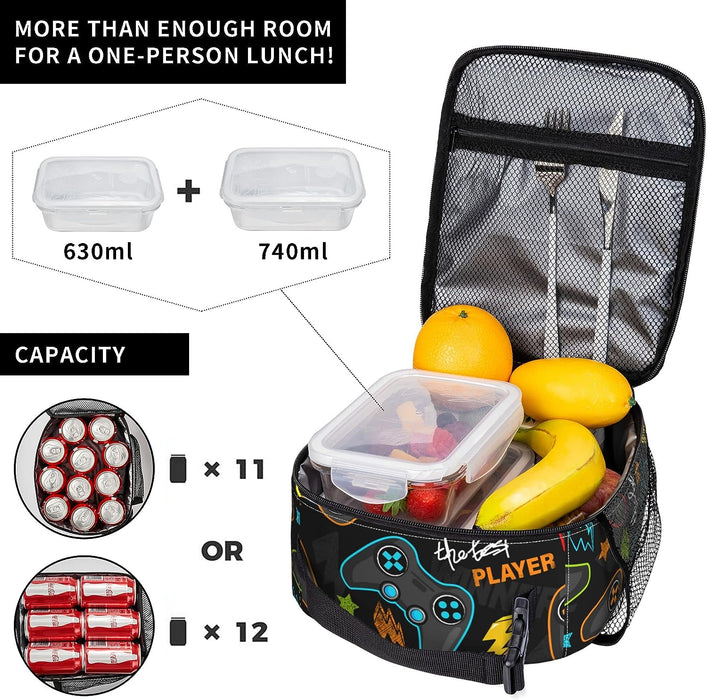 Reusable Insulated Lunch Bag with Video Game Controller Design