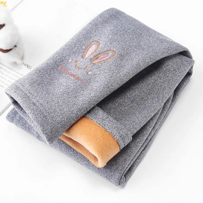 2026 Girls Tights Baby Fleece Lined Pants Children Thermal Bottoms Kids Autumn Winter Fashion Trousers Soft Bunny Leggings 3-8Y