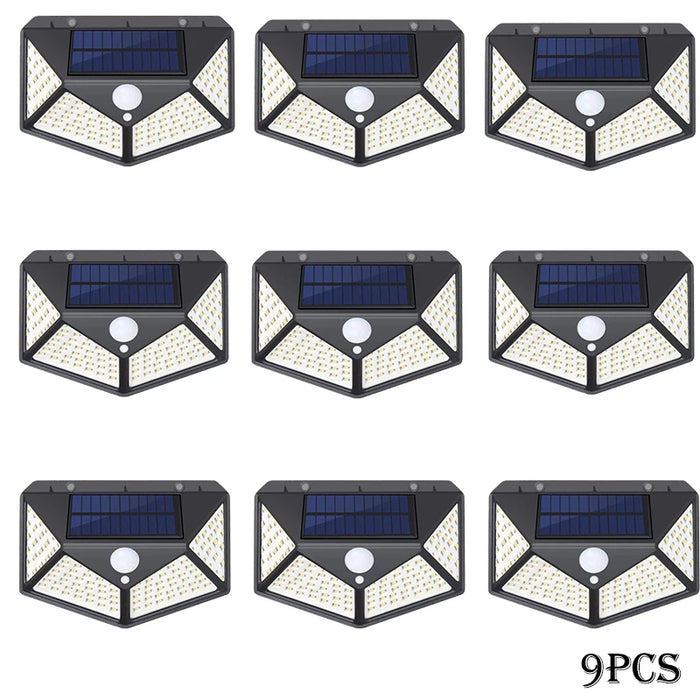 1-12 Pack Solar Lights Outdoor 100 LED Wall Lamp Motion Sensor Lights Waterproof Solar Street Light for Garden Porch Yard Garage