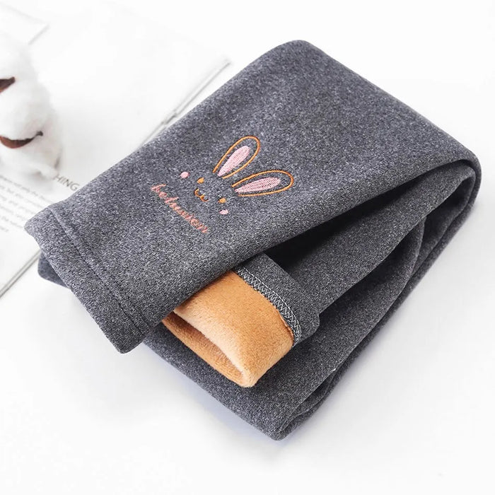 2026 Girls Tights Baby Fleece Lined Pants Children Thermal Bottoms Kids Autumn Winter Fashion Trousers Soft Bunny Leggings 3-8Y