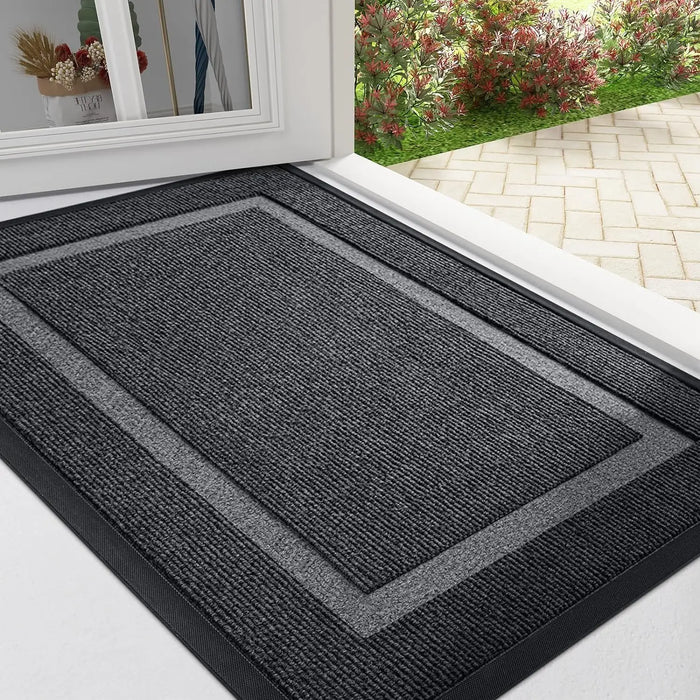 Front Door Mat Indoor Outdoor Entrance Waterproof Sturdy Natural Rubber Fade Resistant Easy Clean Patio Porch Door Mat