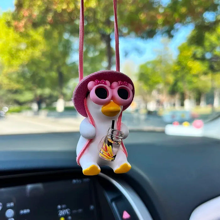 Pink Swinging Duck Car Decoration Pendant Interior Accessories