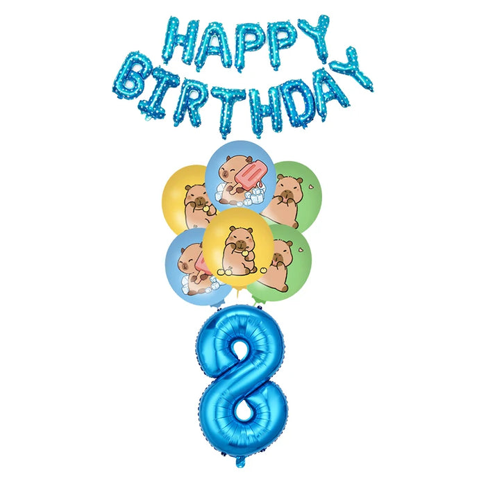 Capybara Birthday Decoration Cartoon Tableware Cups Plate Napkin Balloons Capybara Theme Birthday Party Decoration Supplies Kit