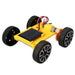 Small yellow solar car kit with black wheels