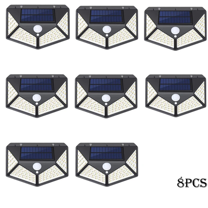 1-12 Pack Solar Lights Outdoor 100 LED Wall Lamp Motion Sensor Lights Waterproof Solar Street Light for Garden Porch Yard Garage